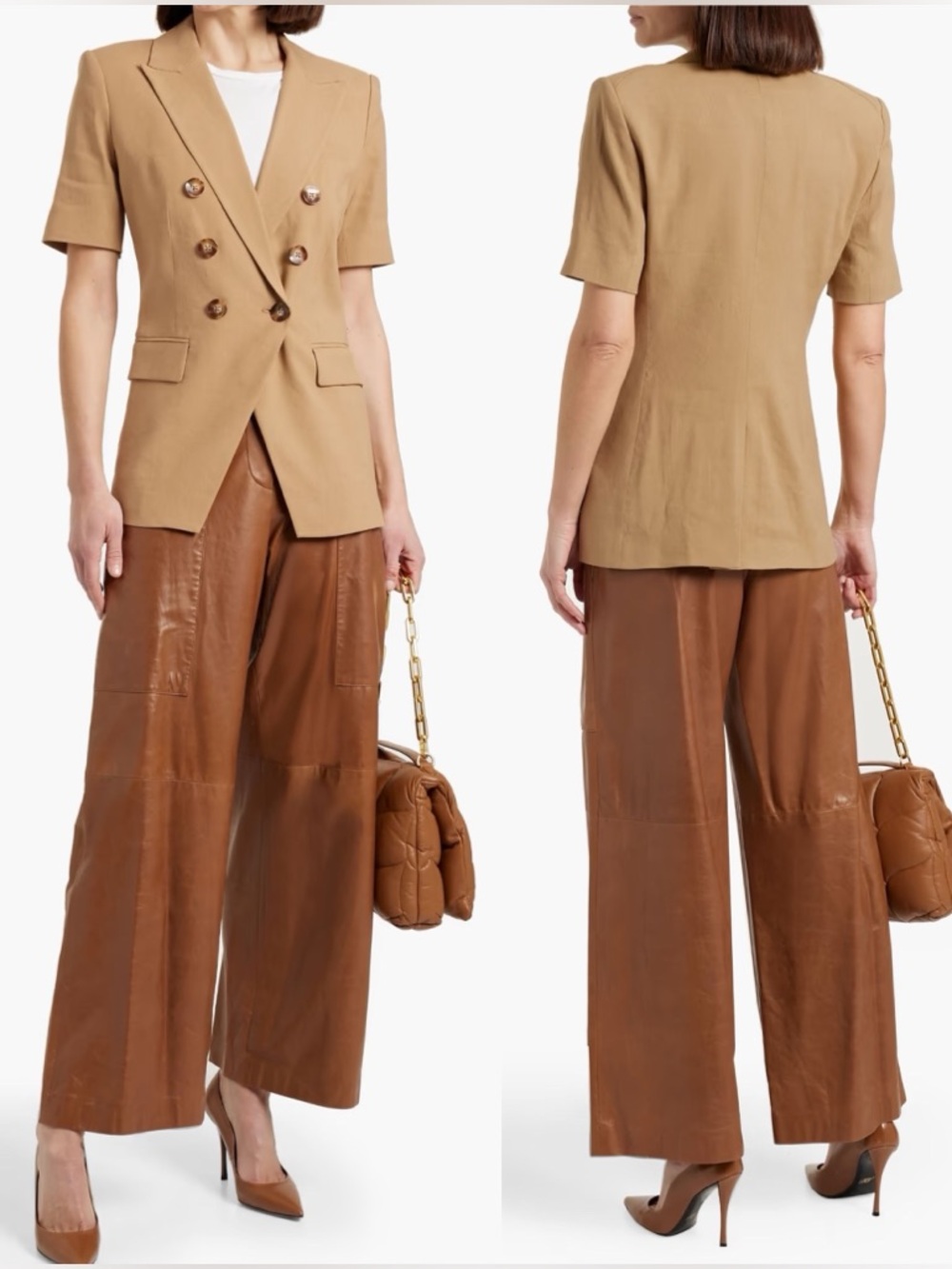 VERONICA BEARD Atwood Short Sleeve Linen Blend Dickey Jacket Tan Khaki Size 2 - Picture 10 of 10